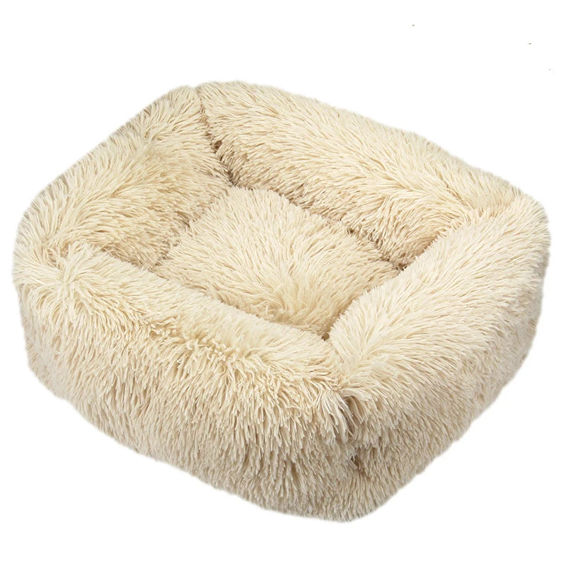 Modern Luxury Faux Fur Dog Bed XL Large Fluffy Pet Sofa Cushion Eco Friendly Rectangular Cat Bed Solid Color Custom Size