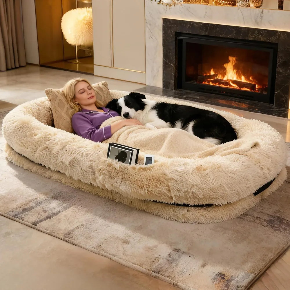 Dog Bed with Pillow & Blanket - 71 × 45 × 12 Inch