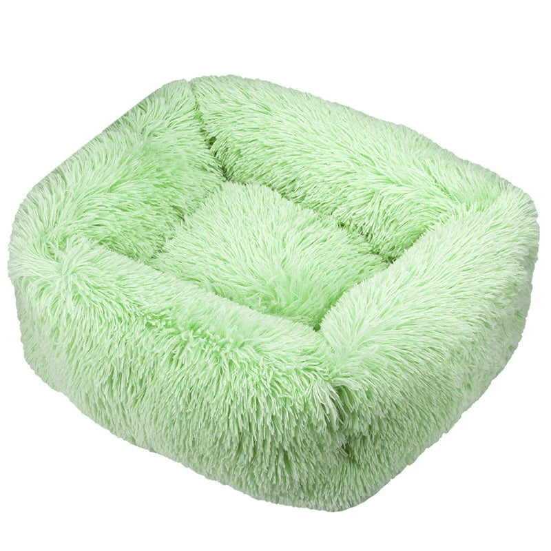 Modern Luxury Faux Fur Dog Bed XL Large Fluffy Pet Sofa Cushion Eco Friendly Rectangular Cat Bed Solid Color Custom Size