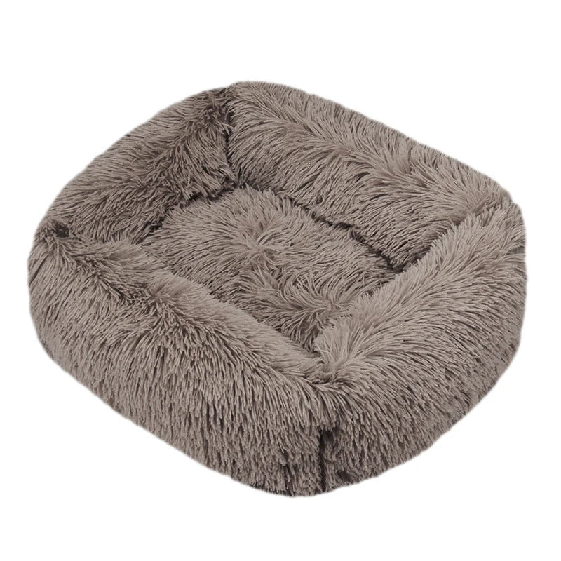 Modern Luxury Faux Fur Dog Bed XL Large Fluffy Pet Sofa Cushion Eco Friendly Rectangular Cat Bed Solid Color Custom Size