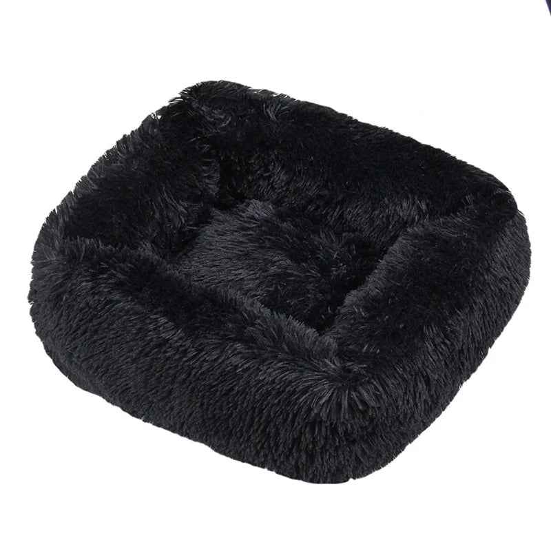 Modern Luxury Faux Fur Dog Bed XL Large Fluffy Pet Sofa Cushion Eco Friendly Rectangular Cat Bed Solid Color Custom Size