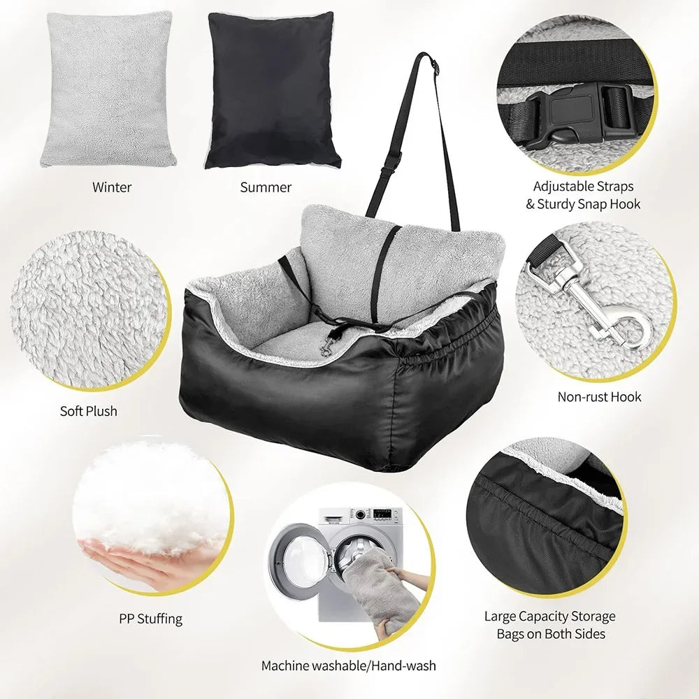 Small cat and dog anti-splashing car seat PP cotton portable removable and washable pet travel bed nest