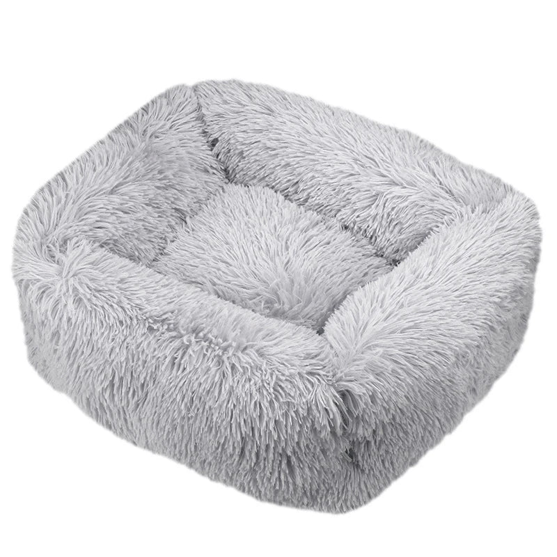 Modern Luxury Faux Fur Dog Bed XL Large Fluffy Pet Sofa Cushion Eco Friendly Rectangular Cat Bed Solid Color Custom Size