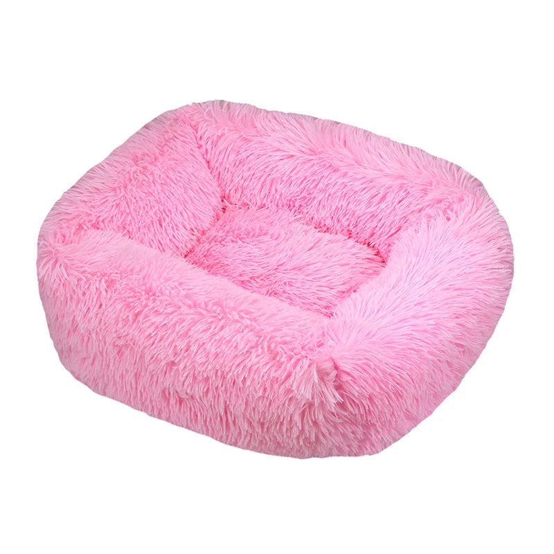 Modern Luxury Faux Fur Dog Bed XL Large Fluffy Pet Sofa Cushion Eco Friendly Rectangular Cat Bed Solid Color Custom Size