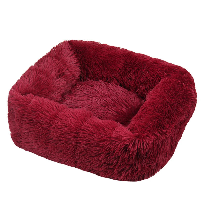 Modern Luxury Faux Fur Dog Bed XL Large Fluffy Pet Sofa Cushion Eco Friendly Rectangular Cat Bed Solid Color Custom Size