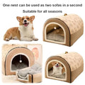 Cat & Dog Beds for Indoor, Warm Winter Dog House Mat, Detachable Plush Cotton Puppy Shelter, Washable Pet Cave Shelter