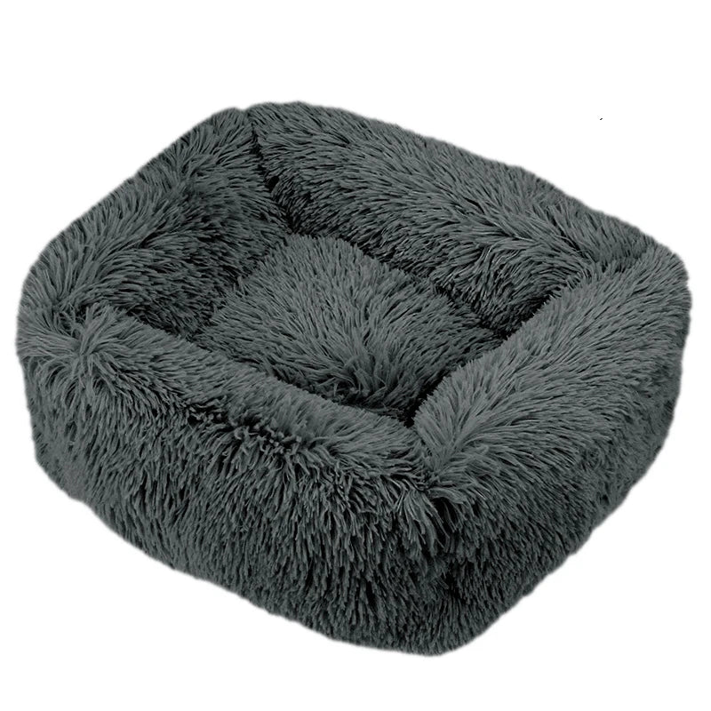 Modern Luxury Faux Fur Dog Bed XL Large Fluffy Pet Sofa Cushion Eco Friendly Rectangular Cat Bed Solid Color Custom Size