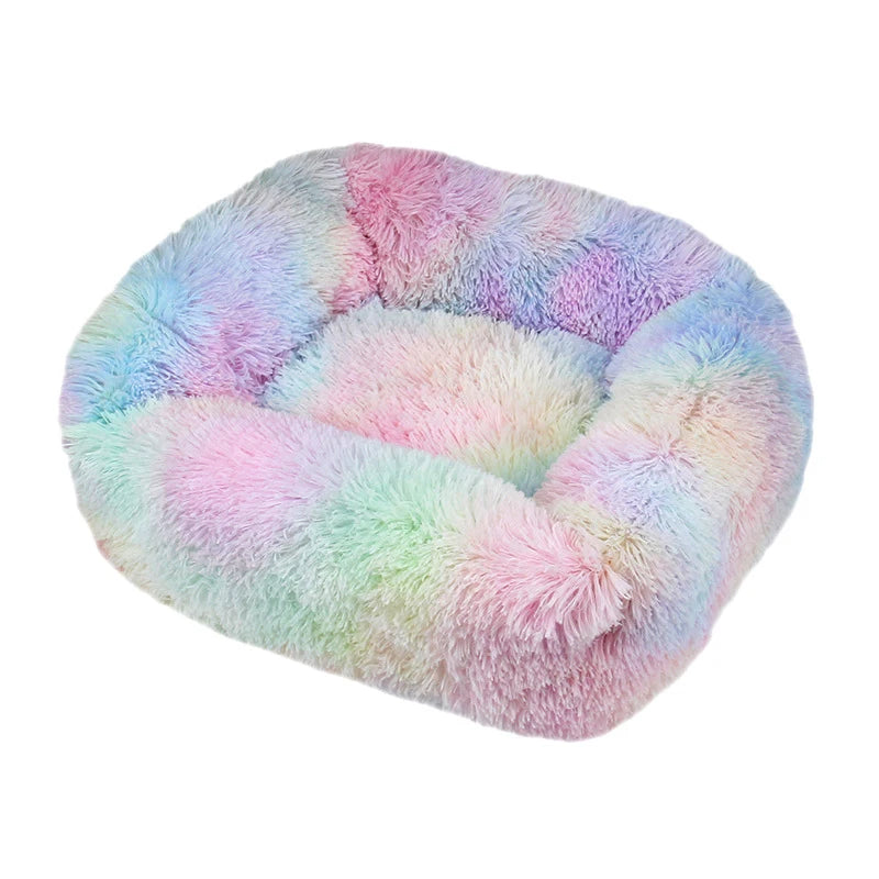 Modern Luxury Faux Fur Dog Bed XL Large Fluffy Pet Sofa Cushion Eco Friendly Rectangular Cat Bed Solid Color Custom Size