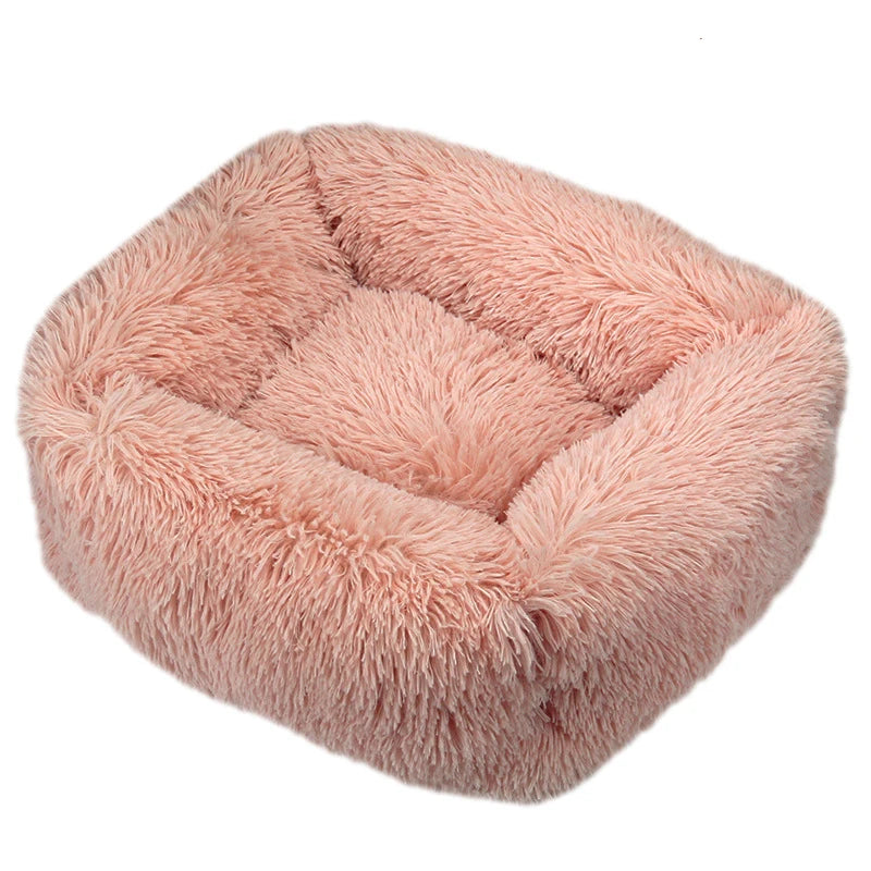 Modern Luxury Faux Fur Dog Bed XL Large Fluffy Pet Sofa Cushion Eco Friendly Rectangular Cat Bed Solid Color Custom Size
