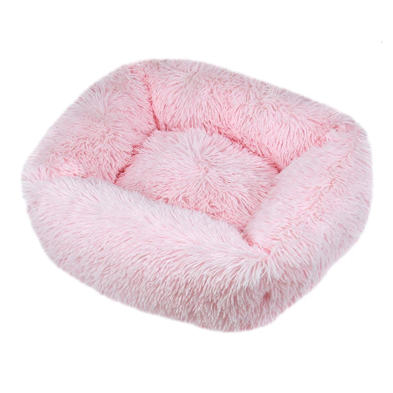 Modern Luxury Faux Fur Dog Bed XL Large Fluffy Pet Sofa Cushion Eco Friendly Rectangular Cat Bed Solid Color Custom Size