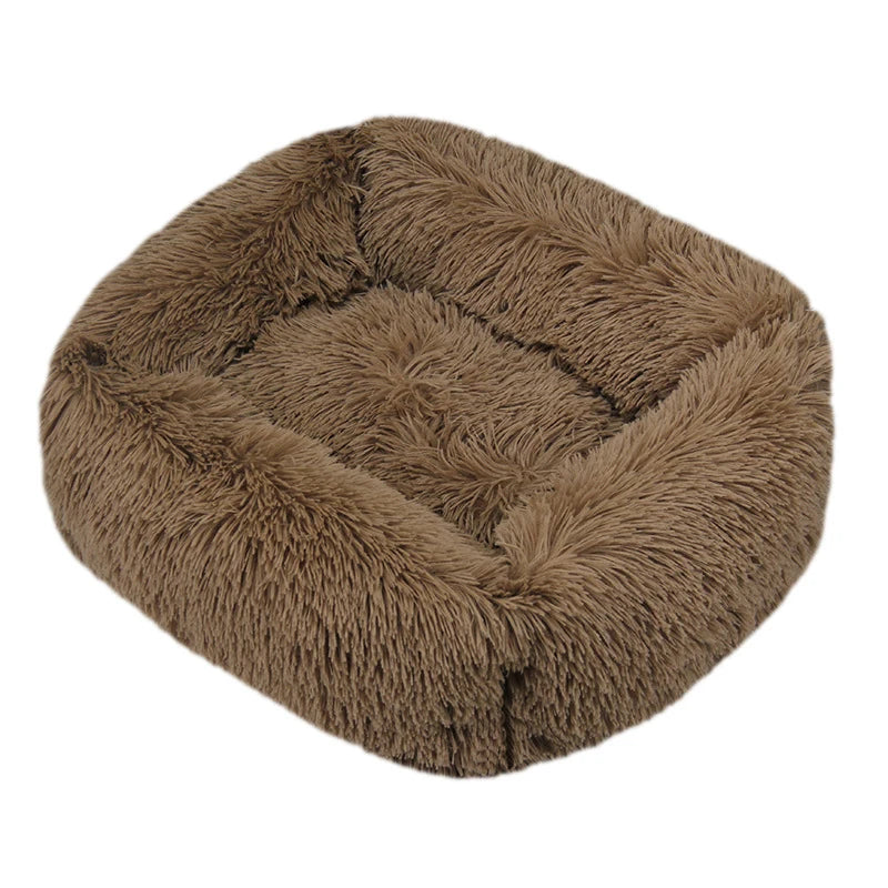 Modern Luxury Faux Fur Dog Bed XL Large Fluffy Pet Sofa Cushion Eco Friendly Rectangular Cat Bed Solid Color Custom Size