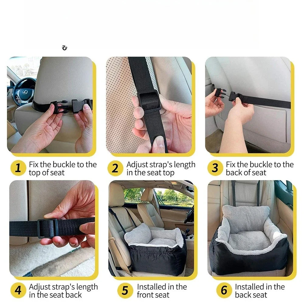 Small cat and dog anti-splashing car seat PP cotton portable removable and washable pet travel bed nest