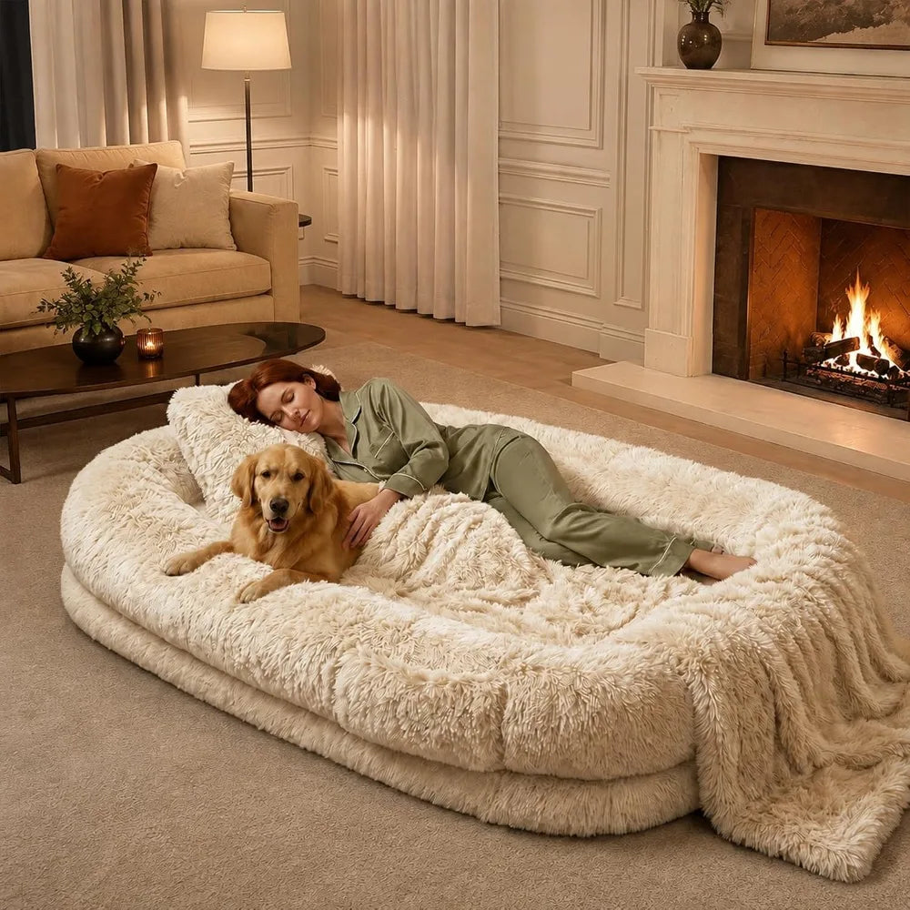 Dog Bed with Pillow & Blanket - 71 × 45 × 12 Inch