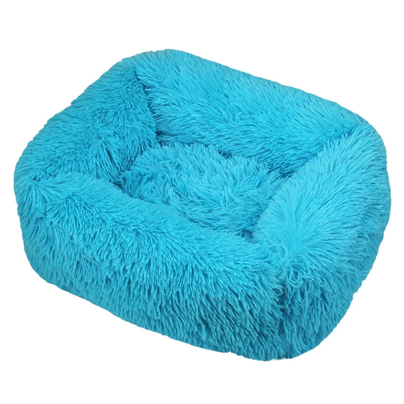 Modern Luxury Faux Fur Dog Bed XL Large Fluffy Pet Sofa Cushion Eco Friendly Rectangular Cat Bed Solid Color Custom Size