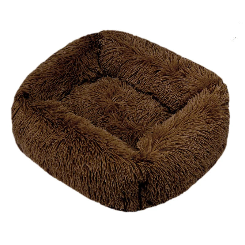 Modern Luxury Faux Fur Dog Bed XL Large Fluffy Pet Sofa Cushion Eco Friendly Rectangular Cat Bed Solid Color Custom Size