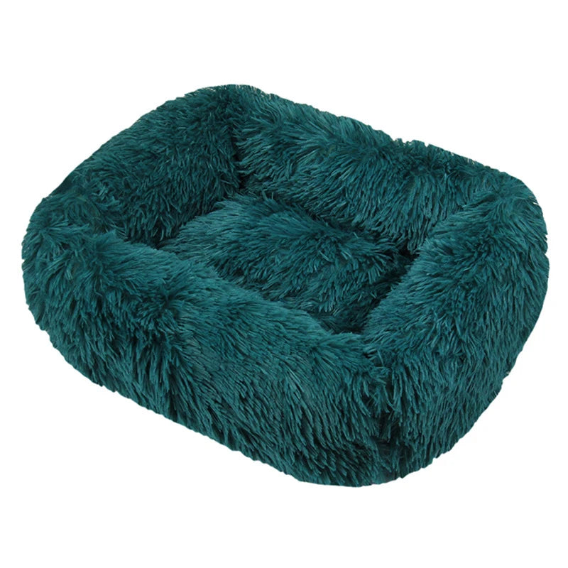 Modern Luxury Faux Fur Dog Bed XL Large Fluffy Pet Sofa Cushion Eco Friendly Rectangular Cat Bed Solid Color Custom Size