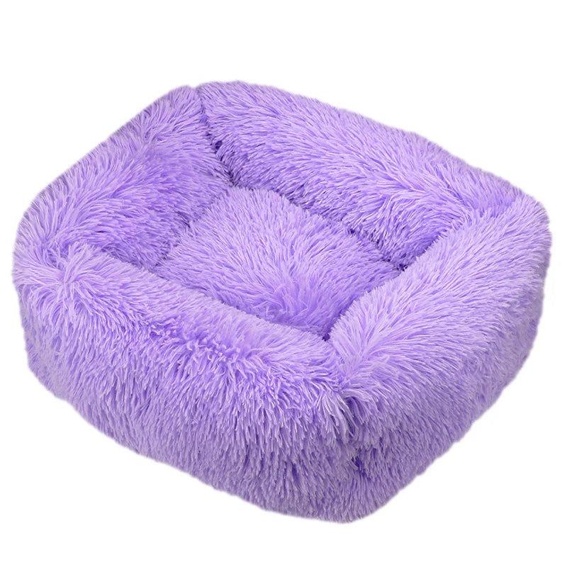 Modern Luxury Faux Fur Dog Bed XL Large Fluffy Pet Sofa Cushion Eco Friendly Rectangular Cat Bed Solid Color Custom Size
