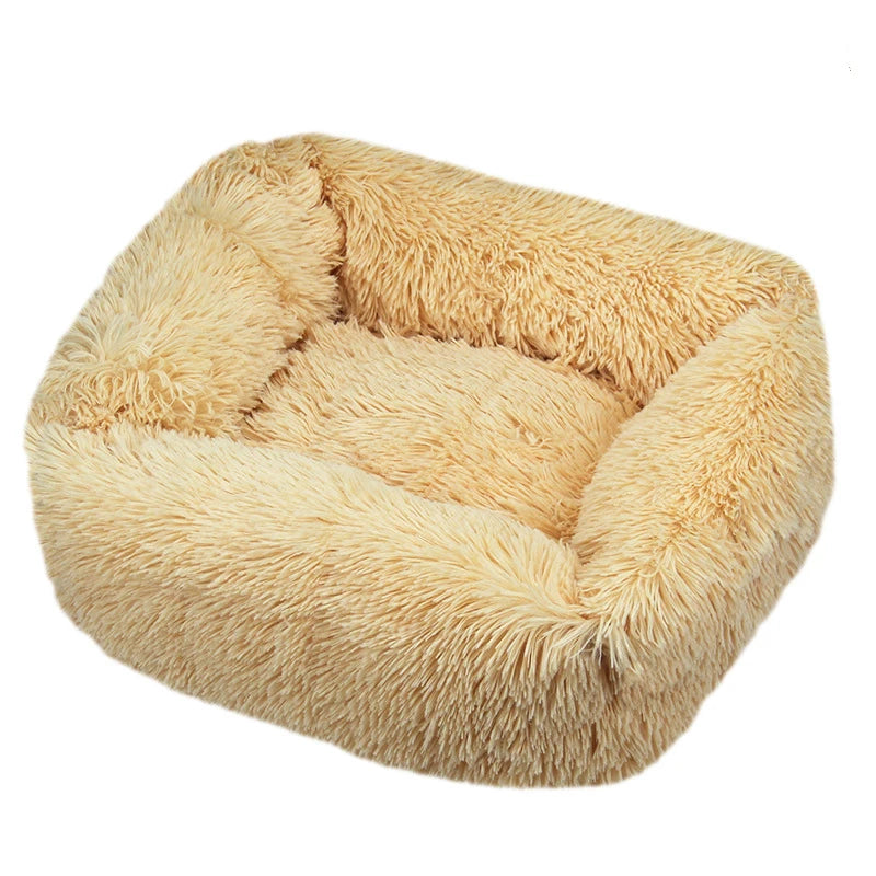 Modern Luxury Faux Fur Dog Bed XL Large Fluffy Pet Sofa Cushion Eco Friendly Rectangular Cat Bed Solid Color Custom Size
